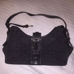 Black cloth and leather purse